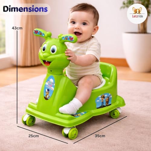 Image of 2 in 1 Rabbit Ride On Potty Seat for Kids | Baby Potty Training Seat with Wheels | Ride On Potty Trainer Chair for Boys & Girls | Comfortable Seat, Easy Clean | 6 Months to 2.5 Years (Green)