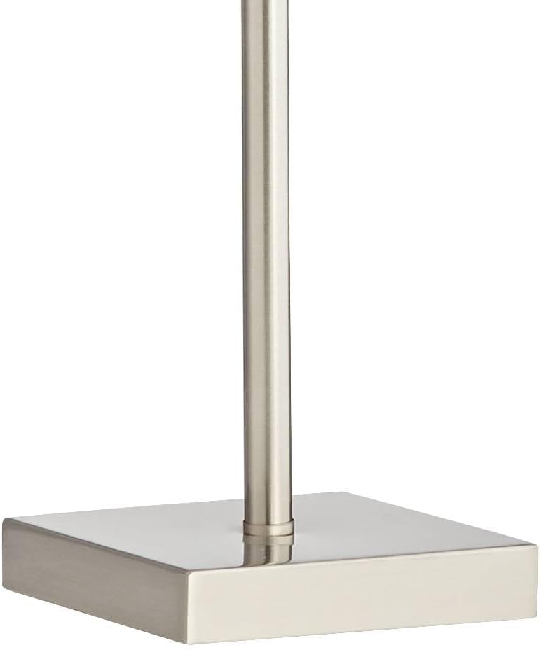 360 Lighting Franco Modern Minimalist Table Lamps 26.5" High Set of 2 with USB Charging Ports Brushed Nickel White Square Shade for Living Room Bedroom House Bedside Nightstand Home Office