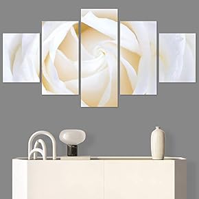 SIGNWIN 5 Panel Canvas Wall Art Bright Flowers...