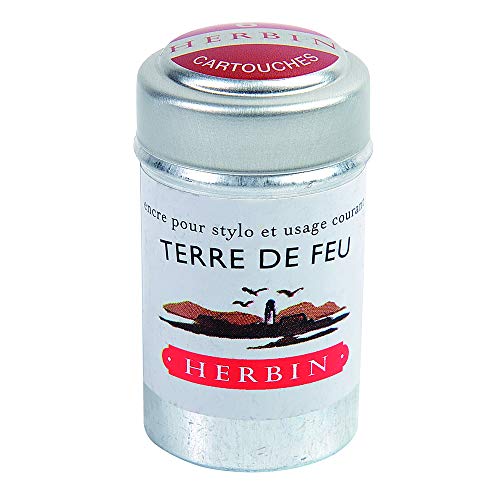 J. Herbin Fountain Pen Ink - 1 tin of 6 cartridges - Terre de Feu