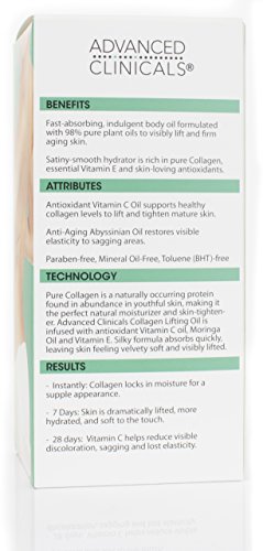 Advanced Clinicals Collagen Body Cream Lift Lotion + Collagen Body Oil Beauty Skin Care 2PC Bundle – Tighten, Firm, & Hydrate Moisturizer Set For Scars, Wrinkles, Crepey Skin, & Stretch Marks