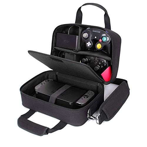 USA Gear Housse Sac de Console de Jeux Rangement Accessoires Nintendo Switch avec Sangle Epaule - Compatible avec Nintendo Switch et Mini Projecteurs - Dimensions : 24,1 x 28,5 x 15,8 cm - Noir