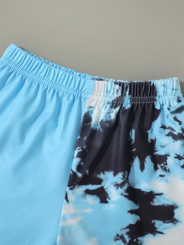 Image of Kid Toddler Baby Boys Clothes Tie-dye Palm Leaf Top 2Pcs Summer Shorts Set