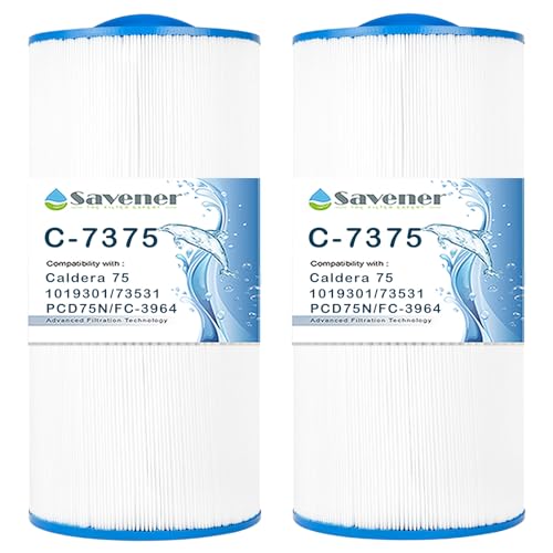 Savener C-7375 Spa Filter Compatible with Pleatco PCD75N, Unicel C-7375, FC-3964, Caldera Spa 75, 1019301, 75 sq.ft Hot Tub Filter cartridges 2 Pack