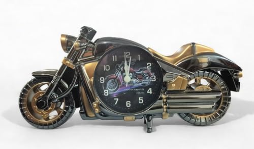 Image of Spiaty Plastic Motorcycle Analog Desk Alarm Clock, Black, 4 cm , 5 cm