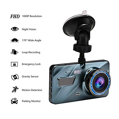 Gravador de condução, 4 polegadas 1080p 170° grande angular visão noturna dupla lente gravador de co
