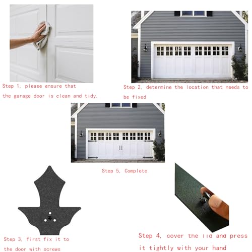 Screw in Garage Door Decorative Hardware,Faux Garage Door Accents, Garage Door Decorative Hinges & Handles with Screw Mounted (Black, 6Pack) - image 8