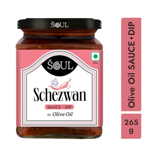 Image of ADF Soul Schezwan Chilli Sauce + Dip Made in 100% Olive Oil | Spicy Indo-Chinese Sauce + Dip with Red Chillies & Garlic | Bold & Fiery Taste | Perfect for Momos & Fried Snacks | 265 g.