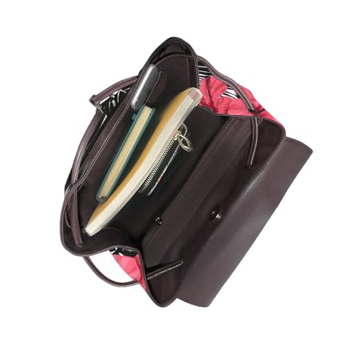 Sac à dos ordinateur portable cuir imprimé hibiscus rouge noir - 4