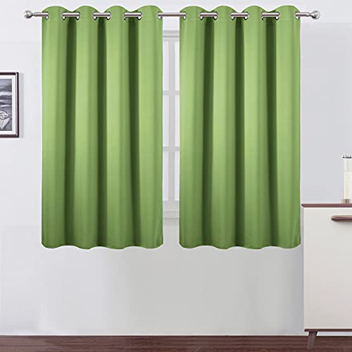 Image of LEMOMO Blackout Curtains 52 x 45 inch /Light Green Curtains Set of 2 Panels /Thermal Insulated Room Darkening Bedroom Curtains