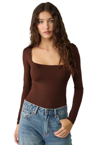 Image of SIGHTBOMB Trapezium Narrow Back Square Neck Microfiber Feather Touch Long Sleeve Cuddle Soft TOP for Women