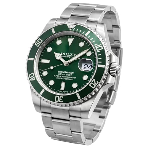 Image of Premium Stainless Steel Submariner Style Watch - Green Dial Edition | 300M Water Resistant Stainless Steel Timepiece