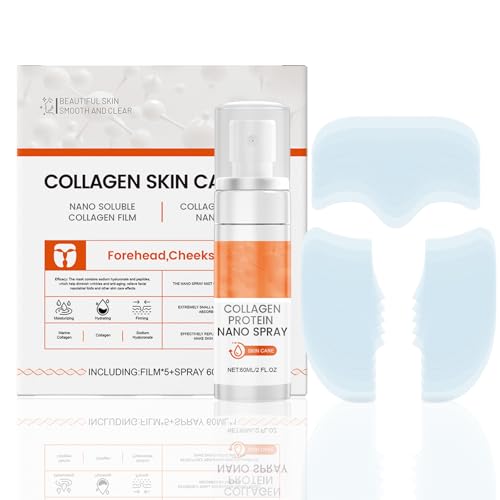 Katyjun 15 Stück Collagen Maske mit 60ml VC Mist Set, Löslicher Kollagen Firming Mask Gesicht Anti Aging
