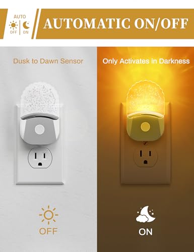 Image of DORESshop 8-Color RGB LED Night Lights Plug Into Wall [2 Pack], Color Changing RGB LED Night Light with Dusk to Dawn Sensor for Bathroom Decor, Chrome Cover