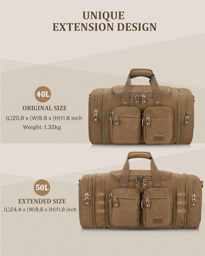 Image of Gonex Duffle Bag for Travel, Expandable 50L Overnight Weekender Gym Bag