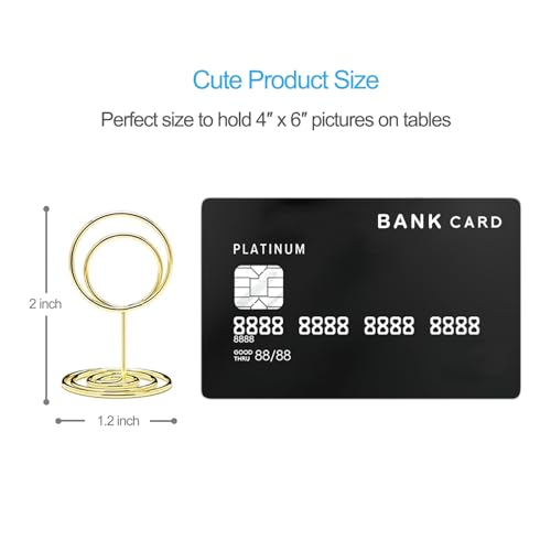 20pcs Mini Place Card Holders, Cute Table Number Holders, Small Size Table Card Holder Tables Number Stands, Wire Photo Picture Menu Clips for Wedding centerpieces, Anniversary Party (Gold)