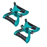 Lawn Sprinkler 3 Arm 2 Pack, Automatic 360 Degree Rotating Garden Water Sprinkler, Leak-Proof Lawn Irrigation System for Summer Kids Playtime Outdoor Game Waterpark, Green (Square)
