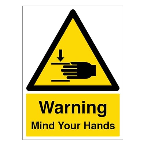 Warning Mind Your Hands - Portrait Sign - 8"x12" Metal
