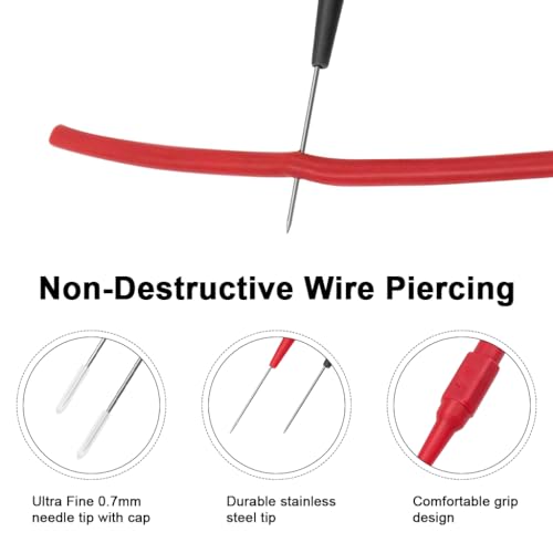 Image of STHIRA 0.7mm Thin Tip Test Probe Pins 2PCS Precision Multimeter Needle Probes Non-Destructive Insulation Wire Piercing Needles for Electronics Testing & Circuit Repair