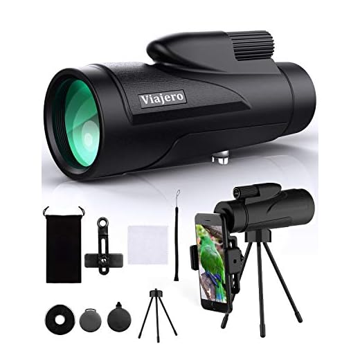 Viajero 12X50 Monocular Telescope, High Power Monocular with Smartphone Holder & Tripod, Waterproof Zoom Telescope, BAK4 Prism Dual Focus for Hunting Bird Watching
