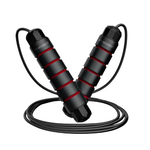 FitnessBot Diamond Cut Shape Ball Bearing Skipping Rope for Men and Women Adjustable Jumping Rope Speed Skipping Rope for Kids, Women, and Girls Rassi Jump Rope for Men Exercise, Gym, and Sports Fitness Equipment Black Polyvinyl Chloride Skipping Rope-image-26