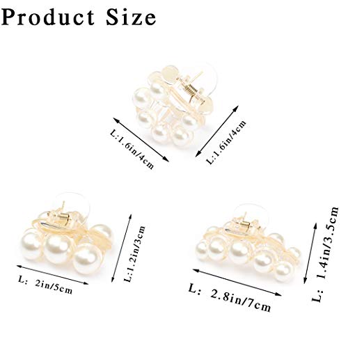 Pinzas para el cabello con perlas champagne, 3 piezas miniatura 5