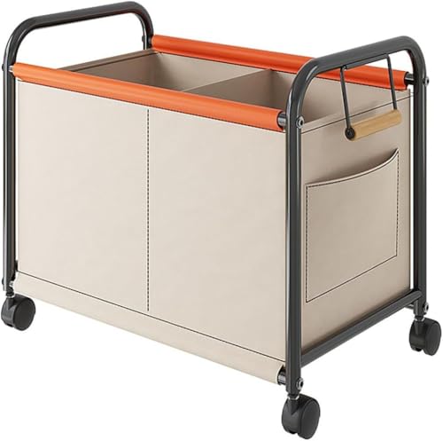 YAKINO 収納ボックス キャスター付き 大容量 多機能 家庭用食料品収納 子供部屋 おもちゃ収納 取っ手付き仕切り 子供用バッグ収納 ランドセルカートに最適 (クリーミーホワイト,XL)