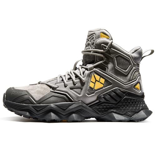 RAX Zapatos de senderismo de invierno, impermeables, mochila de camping, botas de senderismo, Gris, 44 EU