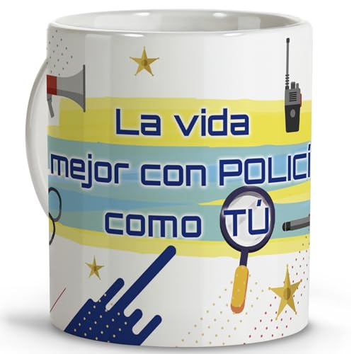 Policía nacional. Tazas originales para regalar. Regalos originales de policia. Tazas personalizadas. Taza cerámica 330 ml.