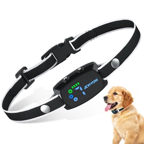 Jewyow Collier Anti Aboiement Chien, Détection Intelligente des Aboiements,3 Modes Beep/Vibration/Beep&Vibration, Étanche IP67, Affichage LED Intelligent,...