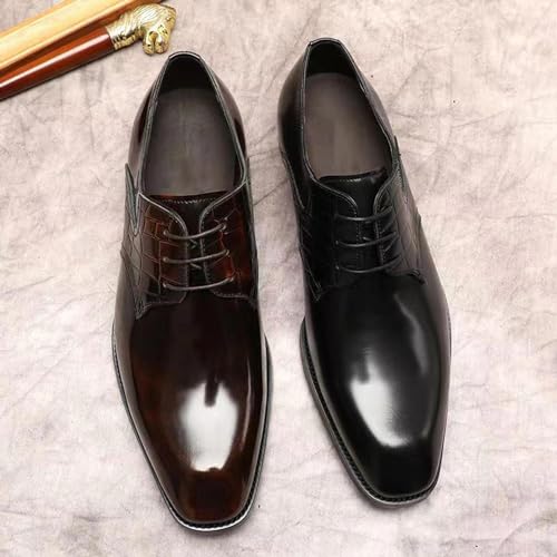 Men’s Formal Dress Shoes for Men, Italian Luxury Round Toe Lace-up Casual Leather Derby Shoes Wedding Work Office3
