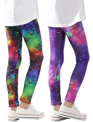 Kiench Mädchen Leggings Lange Bunte Sport-Hosen Gymnastik 2er-Pack Funkelnder Sternenhimmel EU Gr. 134-140/7-8 Jahre Kiench Mädchen Leggings Lange Bunte Sport-Hosen Gymnastik 2er-Pack Funkelnder Sternenhimmel EU Gr. 134-140/7-8 Jahre
