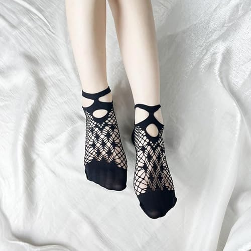Women Black Lace No Show Socks Fishnet Mesh Sheer Ankle Socks See Through Hollow Net Thin Short Sexy Fancy Sock Woman4