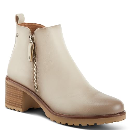 PATRIZIA Irie Almond Toe Burnished Ankle High Boots for Women | Women's Shoes with Functional Outside Zipper Closure and Toggle