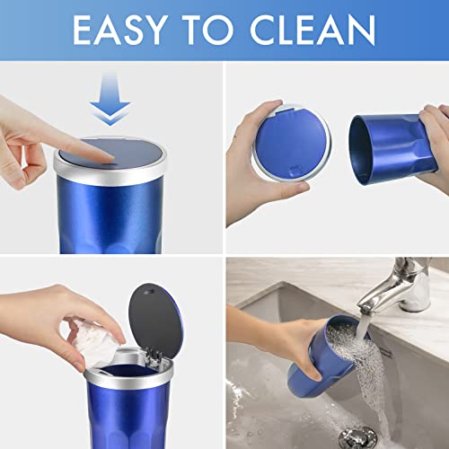 Xapwell Car Trash Can 2 Packs Mini Car Garbage Can With Lid Press To Open Aesthetic Leak-Proof Portable Car Accessories Cup Holder Trash Bin For Auto,Home,Office, Desktop,Blue #TOP3