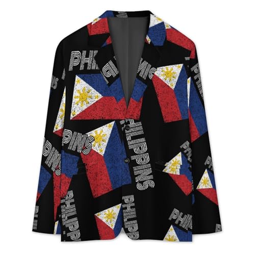 Philippines Vintage Flag Casual Men's Blazers Two Button Lapel Suits Jacket Lightweight Sport Coats3
