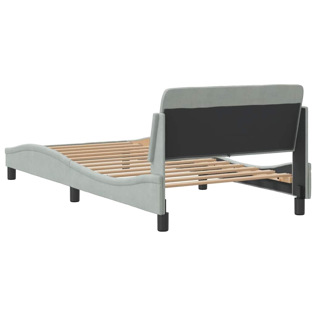 Estructura de Cama Dover Gris Claro 100x190 cm con cabecero tapizado, Soporte Robusto y diseño Lateral Ondulado para dormitorios Juveniles y Adultos, Ideal para Descanso y