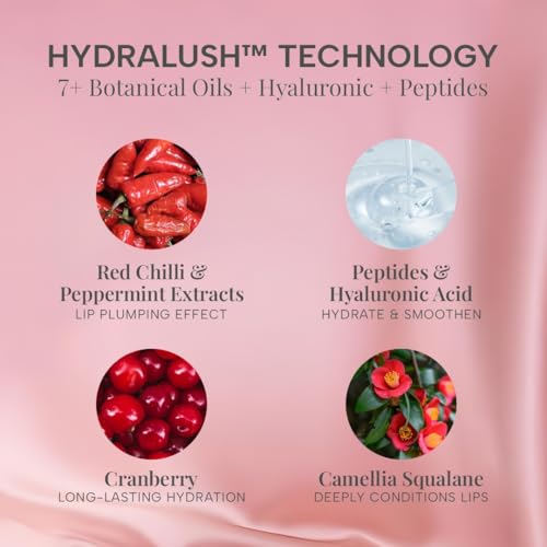 Image of RAS Luxury Oils Hydrating 4-in-1 Super Plump Lip Oil Gloss, Balm, Plumper & Gloss with SPF 20 | Enriched with Natural Oils, Peptides & Hyaluronic Acid - Grape Glow