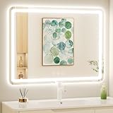 40" x 30" Led Bathroom Mirror with Lights, Anti-Fog & Tri-Color Lighting - Wall Mounted Shaving Mirror with Touch Sensor, Waterproof & Smart LED Vanity Mirror,Tempered Glass, Dimmable Smart Mirror
