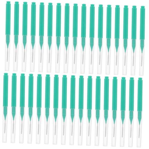 MUCKLILY 100pcs Interdental Brush Interproximal Brush Between Teeth Brush Tooth Cleaning Tool Tooth Cleaning Brush Toothpick Brush Flossers Picks for Braces Green Stainless Steel 304