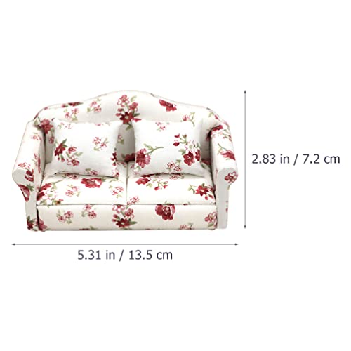 Zerodeko Conjunto de Móveis de Bonecas 3 PCS Dollhouse Miniatura Sofá de Madeira Almofadas de Almofa
