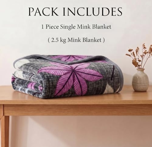 Image of BSB HOME 280 GSM Micromink Blanket, 2.5 Kg Premium Soft Warm Cozy Blanket, Plush Floral Printed Winter Blanket for Single Bed, Ultra Soft Comfortable Bedding,60 x 88 Inches(152 x 220cm)-Orchid Purple