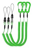 Lix&Rix Stretchy Elastic Coiled Tether Quick Release Detachable Buckle for Handy Cutter Pinpointer Radio Tool Leash, Green 3pcs