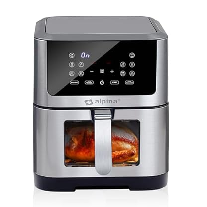 alpina Heißluftfritteuse XXL - Airfryer für 4 bis 6 Personen - Air Fryer mit Digitalanzeige 80 bis 200°C -Timer bis 2 Stunden - Backofen 1800W
