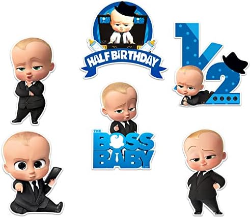 Boss Baby Half Birthday Cardstock Cutout with Glue Dot for Kids Theme for Baby Shower 1/2 Birthday Decorations Supplies (Pack of 7)