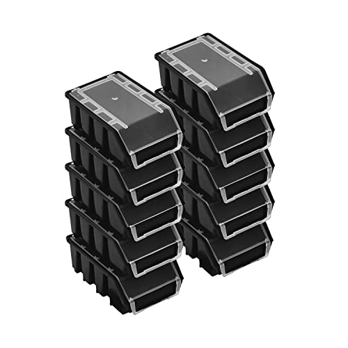 Cajas apilables con tapa, 10 unidades, 160 x 75 x 115 mm, color n...