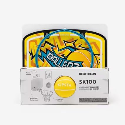 Image of JPORA Kid's Mini Basketball Hoop Include-Hoop,Net,Board Two Hanging System(Wall & Door),Mini Basketball,inflate Needle (Yellow /Blue)
