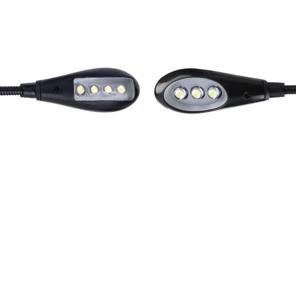 Double Arms Lamp, Clip On Light Music Stand Light, Clip On Reading Lamp Mini LED Lamp for Music Stand Night Reading for Crafting Piano (6 Lights)