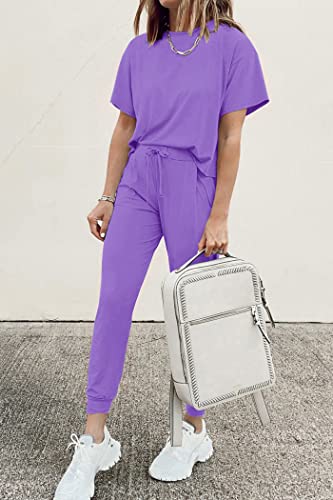 PRETTYGARDEN Women's Two Piece Sets 2025 Summer Spring Jogger Pants Travel Vacation Lounge Outfits Airplane Matching Clothes