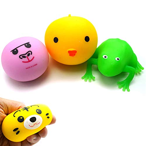 Gosu Toys Stress Dough Friends Soft Stress Balls Stretchy Dough Ball! (3 Pack (Frog, Chick, Monkey Ball))